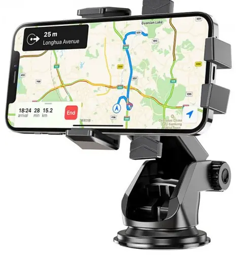 Автомобильный держатель для телефона с зажимами Hoco CA83 автодержатель для телефона на вакуумной присоске Черный - фото 3