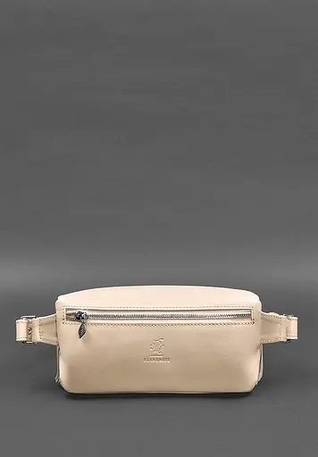 Шкіряна жіноча сумка на пояс Spirit світло-бежева краст - фото 5