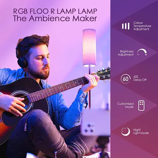 Торшер зі світлодіодною лампою RGB з керуванням додатками - фото 5