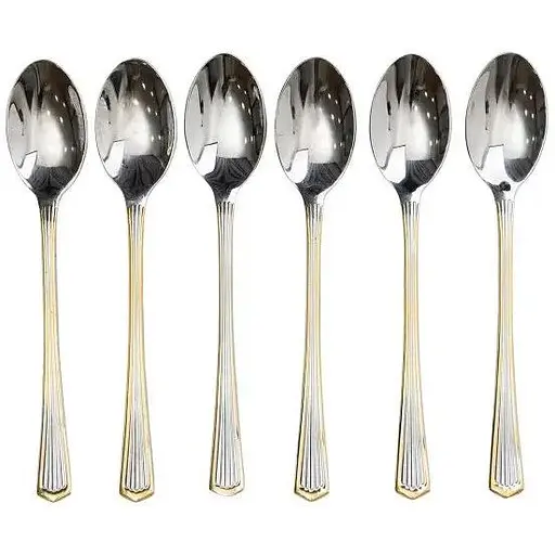 Набор столовых ложек 6 штук из нержавеющей стали 20,7 см, серебристый с золотым Yiwu HP-20-31