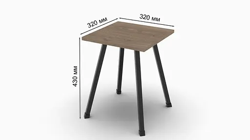 Табурет Ferrum-decor 430x320x320 Черный металл ДСП Дуб Сонома Трюфель 16 мм (FRD-104641) - фото 3