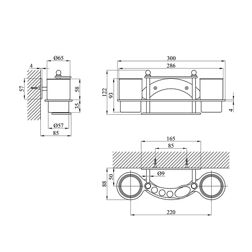 Склянка подвійна з тримачем для ванної кімнати Kroner KRM Rizze - ACC311 хром - фото 2