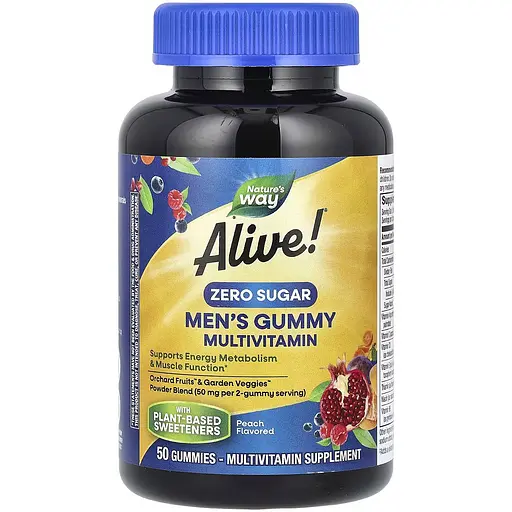 Набор: витаминно-минеральный комплекс для мужчин Nature&#39;s Way Alive! Men&#39;s Gummy Multivitamin без сахара 50 жевательных конфет + мультивитамины для женщин Nature&#39;s Way Alive! Women&#39;s Gummy Multivitamin без сахара вкус клубники 50 жевательных конфет - фото 2