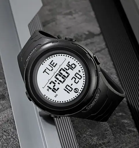 Годинник чоловічий наручний спортивний Skmei 2166 Compass з компасом і крокоміром (Чорний з білим) - фото 4