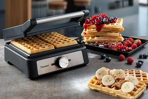 Вафельница Bestron для бельгийских вафель, Брюссельская вафельница для двух толстых вафель, с антипригарным покрытием и ручкой - фото 5