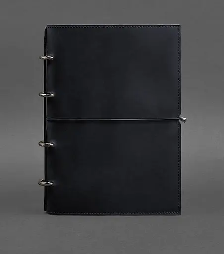 Шкіряний блокнот А4 на кільцях (Софт-бук) 9.0 в м'якій обкладинці синій Crazy Horse - фото 1