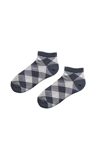 Носки с принтом ромбы короткие бесшовные качественные ORGANIC cotton JILL ANTONY 39-41, Серый - фото 1