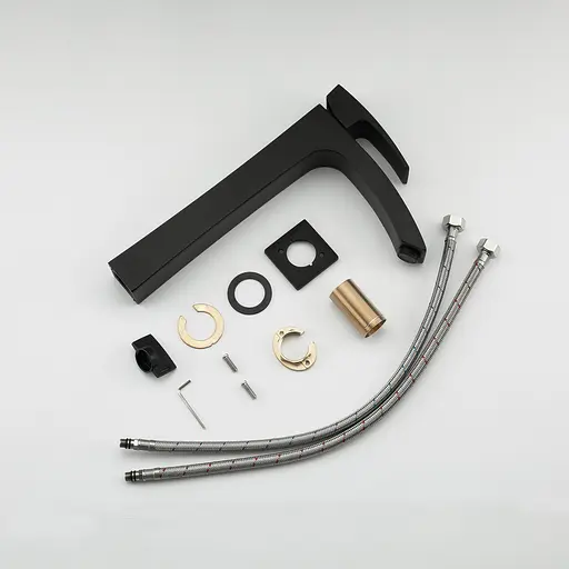 G1007-16 Змішувач для умивальника високий гайка чорний Ø35 Gappo Jacob 1/8, Чорний матовий - фото 3