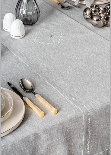 Скатерть полиэстер Cotton Box 175х240 см + ранер 40х140 см + салфетки 6шт 40х40 см Pera - Grey TC303375948 - фото 2