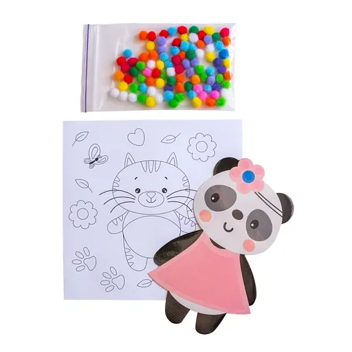 Набор для творчества Панда Pompon Art Ранок 10100691, 100 помпонов и раскраска - фото 4