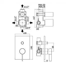 Смеситель для душа Paffoni Rock с металлической накладкой chrome RO015CR/M, Хром - фото 3