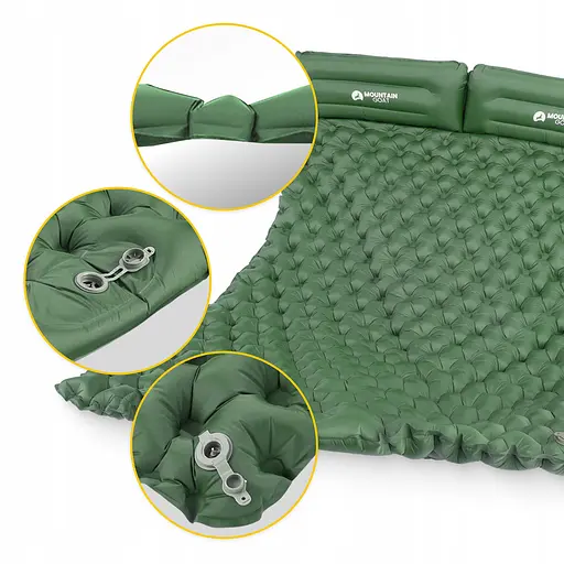 Килимок (каремат) надувний Mountain Goat 200 x 120 x 7 см двомісний з вбудованим насосом Navy Green (P-5905973403573) - фото 6