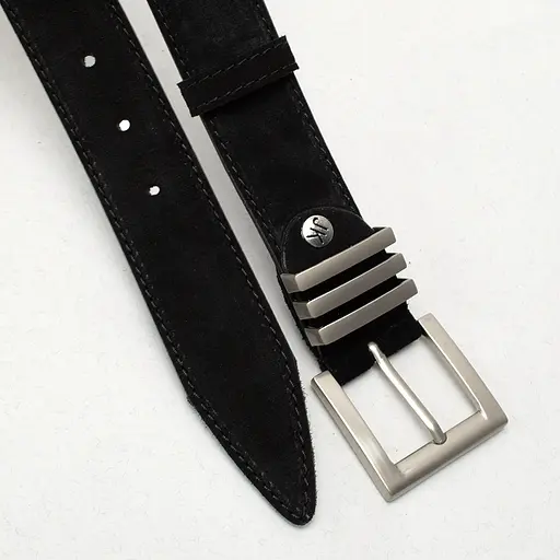 Ремінь жіночий замшевий JK-4066 чорний зі сріблястою пряжкою (120 см) - фото 4