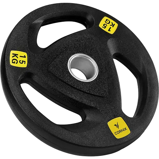 Диск олимпийский Cornix 1 x 15 кг 51 мм металлический, прорезиненный Black XR-0427 - фото 1