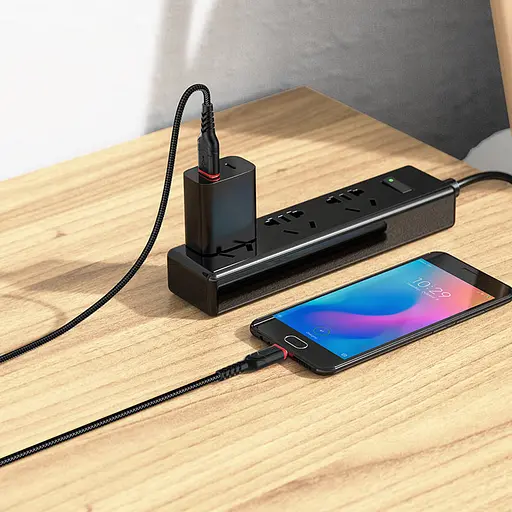 Кабель HOCO X59 USB to Micro 2.4A, 1m, nylon, TPE соединители, Black - фото 6