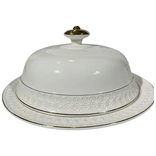 Блюдо порцелянове Interos Снігова королева для млинців з кришкою 25.4 см біле 609726-А