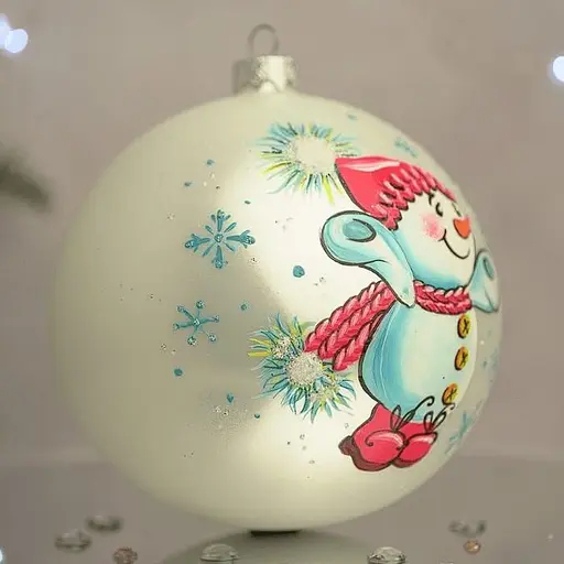 Ялинкова прикраса Санта Шоп Сніговик з крижинками скло (4820001154252) - фото 3