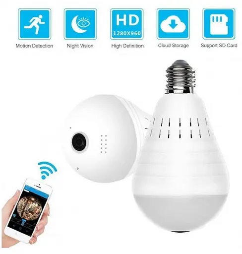 Панорамна Wi-Fi IP камера 360 ° лампочка EC75B-P12 - фото 6