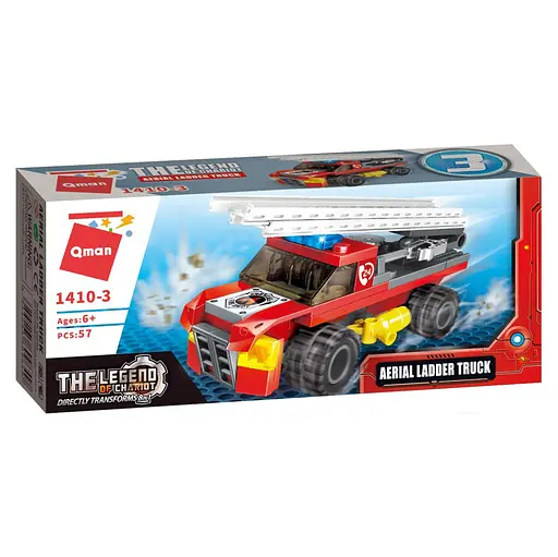 Конструктор Qman 1410-1-8 Пожежна техніка, 79 дет Aerial Ladder Truck
