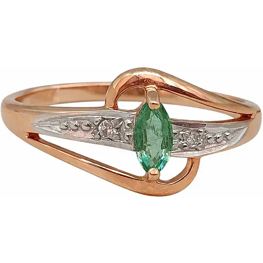 Золотое кольцо с бриллиантами и изумрудом. RE15904K 17 - фото 1