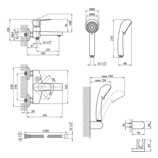 Змішувач для ванни Kroner KRP Enzo - C060 (CV023606) - фото 7