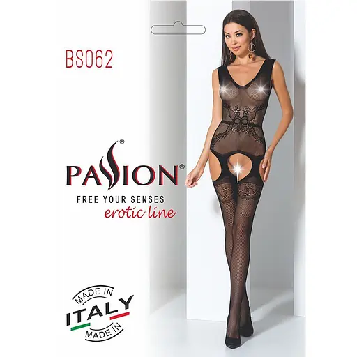 Бодистокинг Passion BS062 комбинезон имитация чулок S/M/L black - фото 7