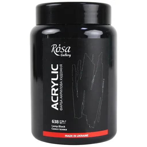 Краска акриловая Rosa Gallery Сажа газовая 638, 400 мл
