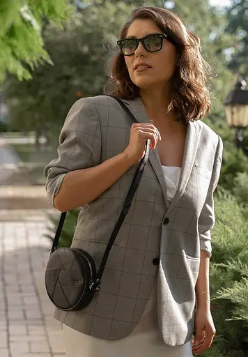 Шкіряна кругла жіноча сумка Бон-Бон Krast чорна - фото 2