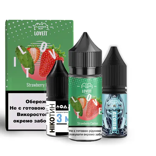 Набор компонентов для самозамеса солевой заправки заправки для вейпа Flavorlab Love it 30 мл, 0-50 мг Strawberry Cactus Клубничный кактус (15414)