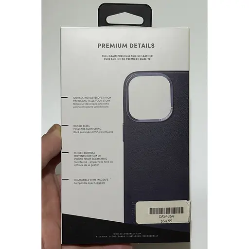 Оригинальный противоударный кожаный чехол Decoded Leather Case MagSafe для iPhone 13 Pro (6.1") Matt Navy Blue - фото 4