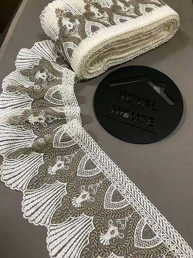 Мереживо Рішельє біло-кавове - фото 4