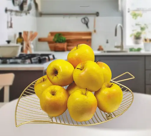 Металлическая фруктовница Maestro MR-1038 в форме листа – золотая корзина для кухни и стола - фото 6