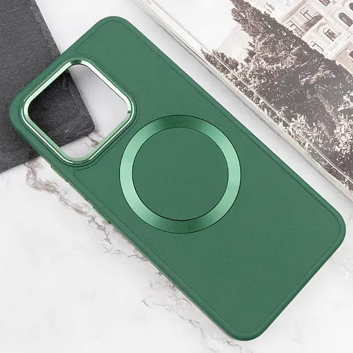 TPU чехол Bonbon Metal Style with MagSafe для Xiaomi 14 Pro Зеленый / Army Green - фото 4