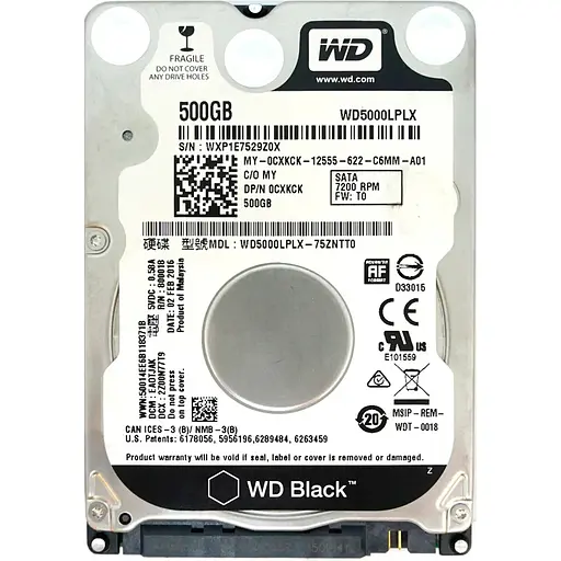 Жесткий диск 2.5" WD Black HDD 500GB SATA 32MB (WD5000LPLX) [106852]