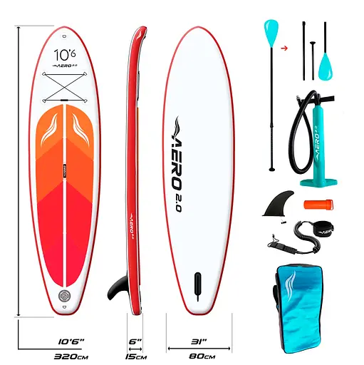 Надувна SUP дошка Aero Board 2.0 (320х15х80см)10.6' Red Orange - фото 2