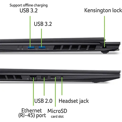 Ігровий ноутбук ACER Nitro 18 AI AN18-61-R54P, (NH.QY9EX.002) AMD Ryzen AI 7 350 до 5 ГГц, 16-дюймовий WUXGA-дисплей, 16 ГБ, SSD на 1 ТБ, NVIDIA GeForce RTX - фото 10