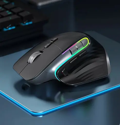 Компьютерная мышь Gamous M10 беспроводная бесшумная с аккумулятором и подсветкой 2,4G+Bluetooth Black - фото 6