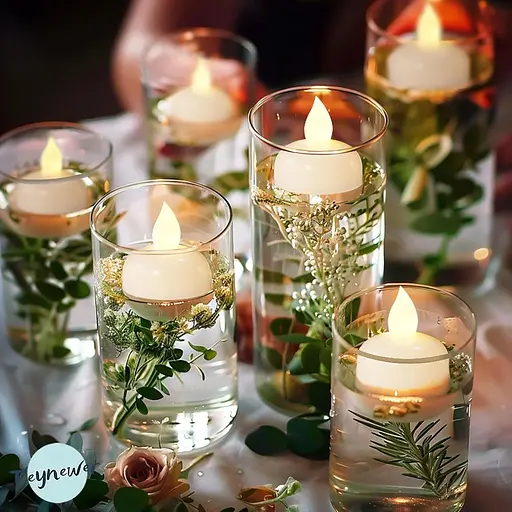 Водонепроницаемые без пламени плавающие чайные свечи Teynewer 12 шт. теплые белые - фото 4