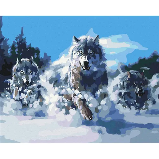 Картина за номерами "Вовки в русі" BS52218, 40х50 см