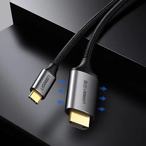 Кабель USB 3.1 Type-C M - HDMI M, 1.5m 4K 60Hz Male Cable Aluminum Shell UGREEN MM142 (Gray Black) - фото 7