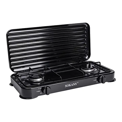 Настільна газова плита Sokany SK-6002B 2 конфорки 4.4 кВт під балонний газ для Чорний - фото 2