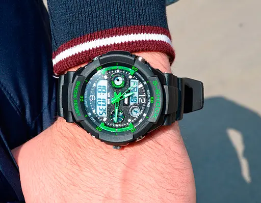 Наручний годинник чоловічий Skmei S-Shock Green 0931 Чорний (077) - фото 7