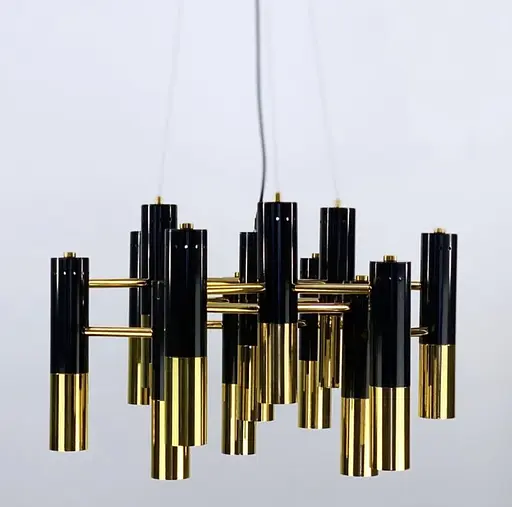 Современная люстра с комбинированным цветом корпуса: глянцевый черный и золото Line.F Количество ламп 7 - фото 6