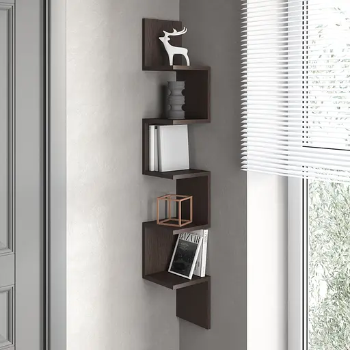 Полка настенная Vays M-9 угловая из 5 секций ЛДСП 20x20x128 см для дома офиса гостиной - фото 3