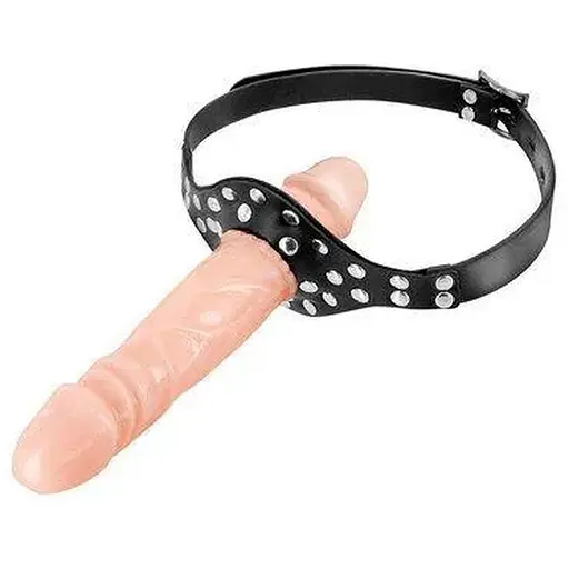 Кляп с двойным фаллоимитатором Fetish Tentation Double Penis Gag Flesh