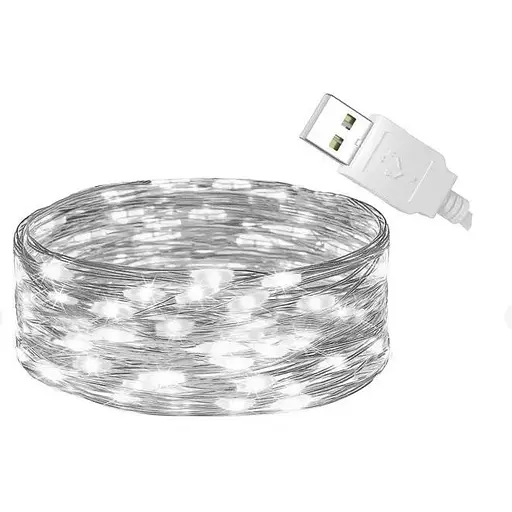 Гирлянда капля росы usb Sun Lamp 100 led нить длина 10м c USB для 5v, от powerbank, белый свет