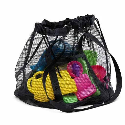 Сумка ORGANIZE з міцної сітки у пісочницю на затяжці 33•32 см (чорний) - фото 1