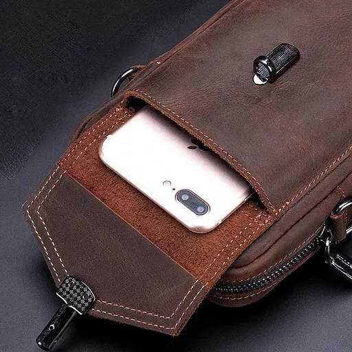 Чоловіча шкіряна сумка на пояс BULL 18х13х5 см sum0026003 - фото 6