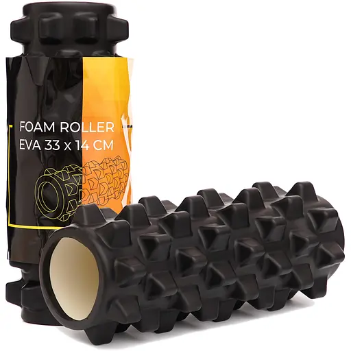 Масажний ролик Cornix EVA 33 x 14 см (валик, ролер) XR-0325 Black - фото 1