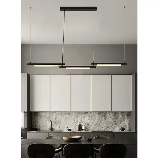 Унікальна підвісна люстра у чорному видовженому корпусі 121х13 см | Line F | Арт. MJ318-1500L BK - фото 6